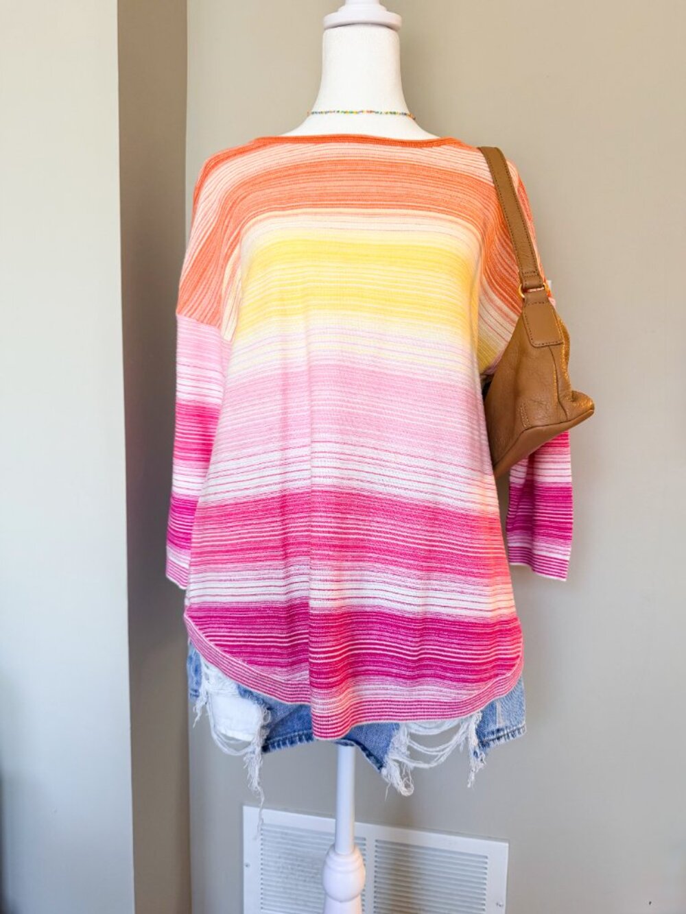 Chicos Striped Multicolor Summer Sweater - Size 1